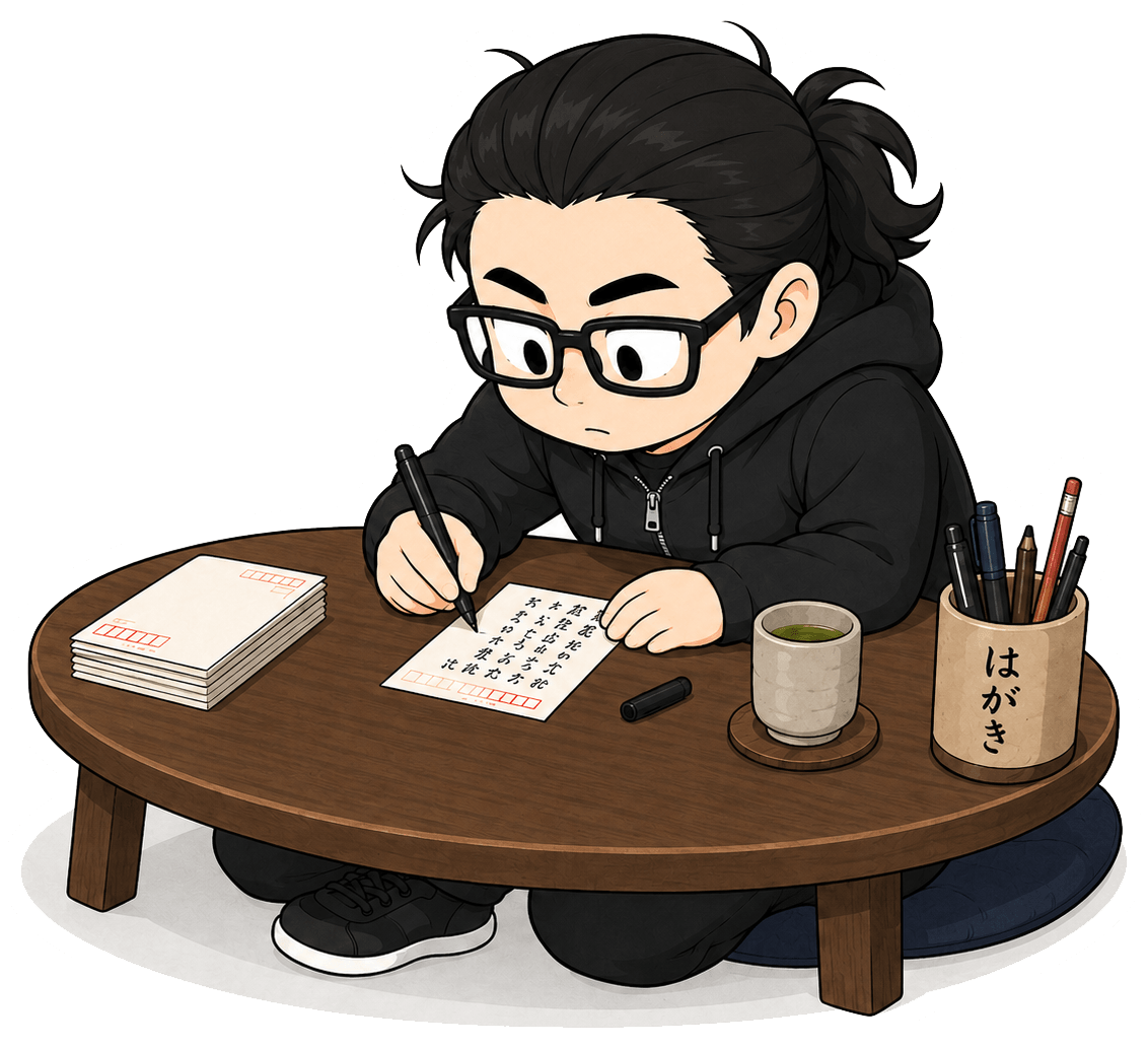 ハガキ書くハラダ